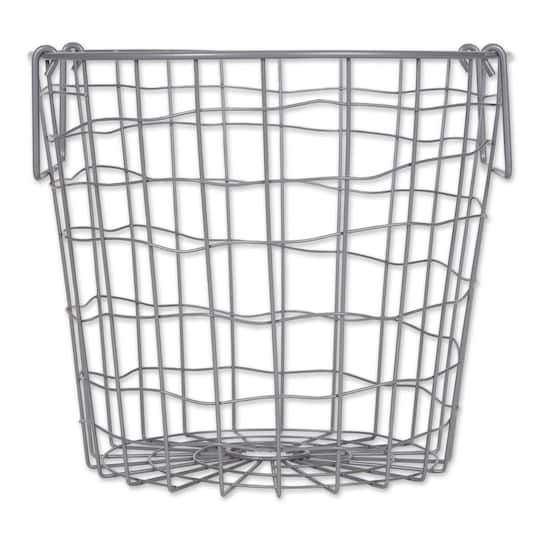 DII® Small Cool Gray Round Metal Basket